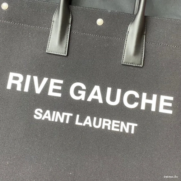 RIVE GAUCHE YSL BAG PRINTED LINEN AND TOTE LEATHER IN 0808